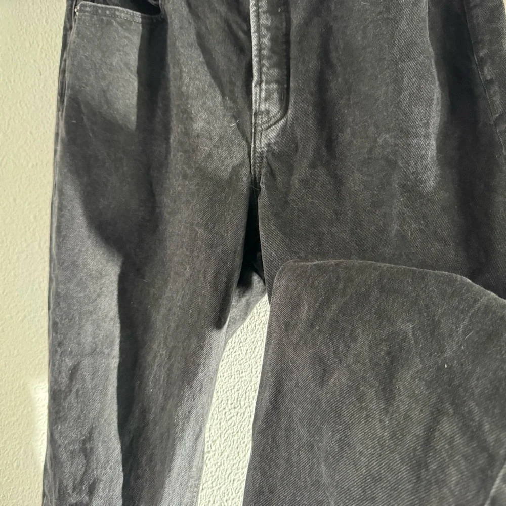 OLD NAVY Sky-Hi Straight Jeans Size 12 Extra High Rise Black Raw Hem Button Fly - Picture 9 of 16